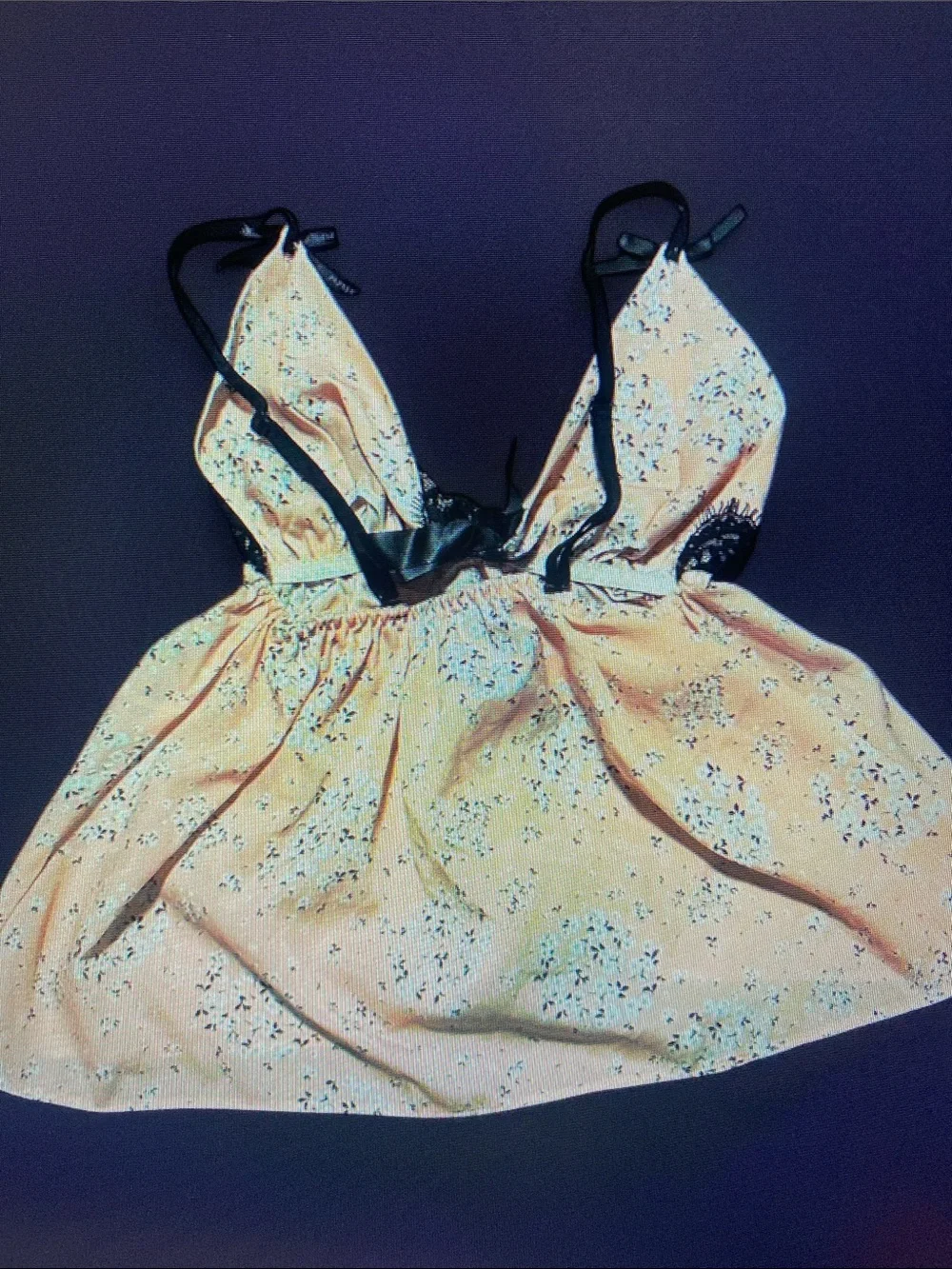 Peach Floral Lace-Trim Cami with Black Accents